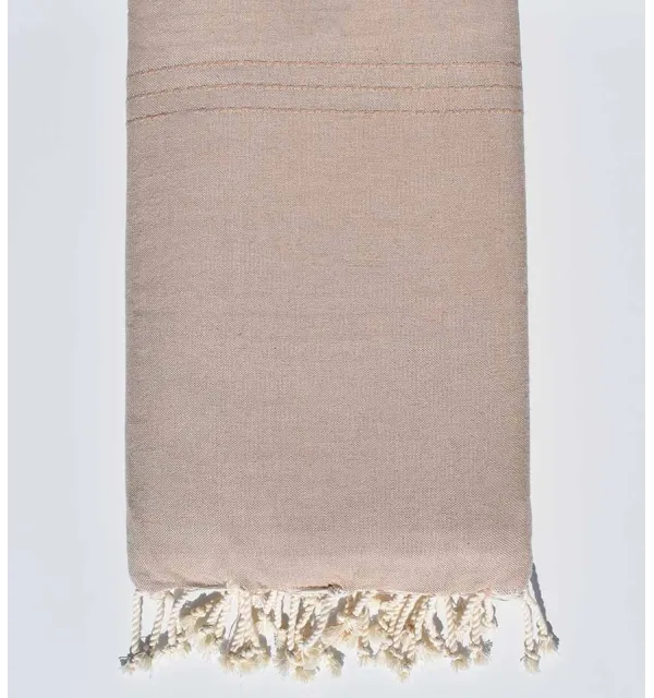 Jeté de lit unie beige Fouta Tunisia - 1