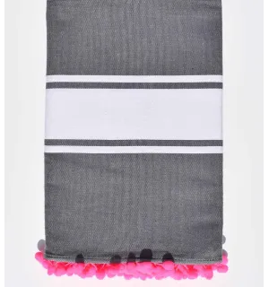 Fouta gris acier avec pompons Fouta Tunisia - 1