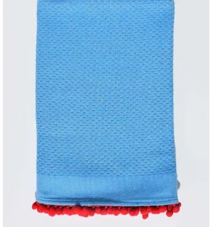 Fouta bleu azur avec pompons Fouta Tunisia - 1
