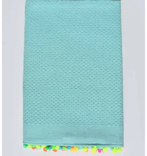 Fouta turquoise clair avec pompons Fouta Tunisia - 1