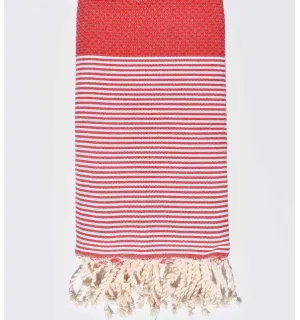 Jeté rouge 2m/2m Fouta Tunisia - 1