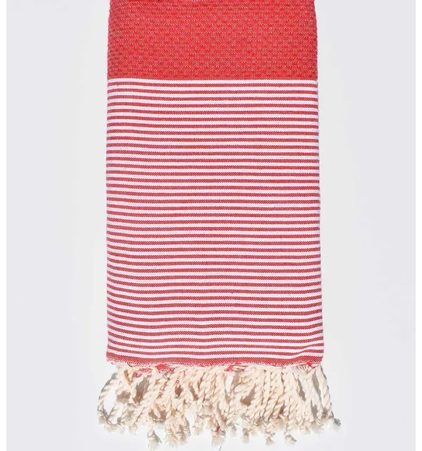 Jeté rouge 2m/2m Fouta Tunisia - 1