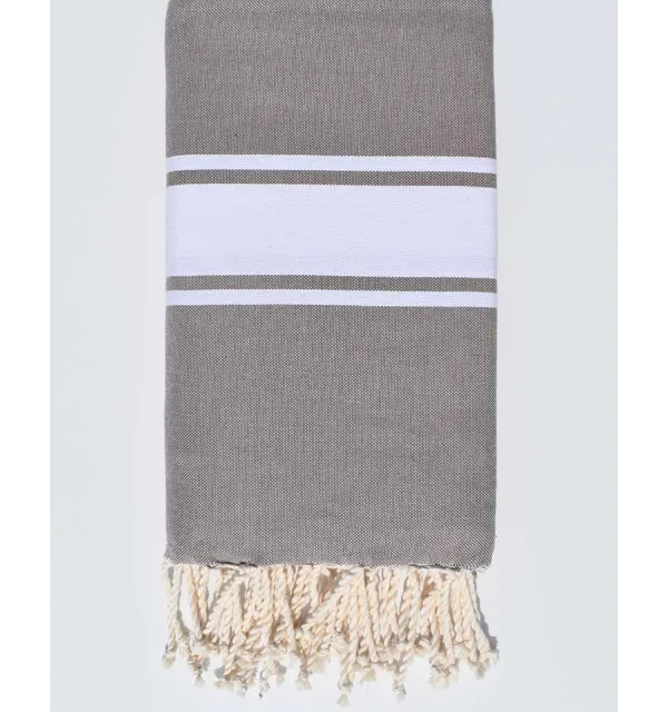 Jeté taupe clair 2m/2m Fouta Tunisia - 1