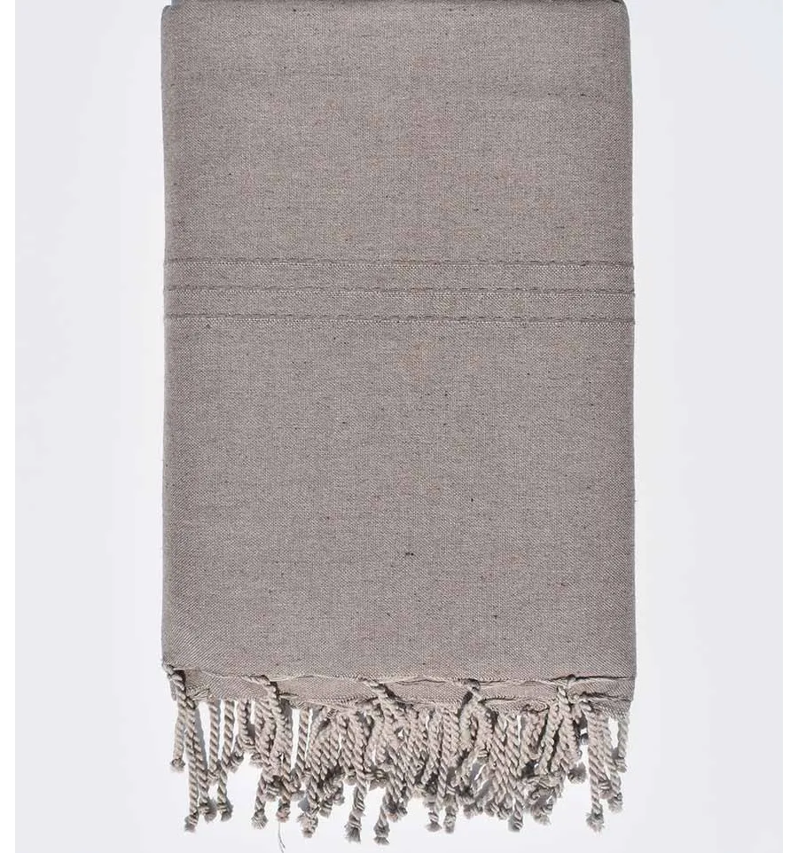 Jeté unie couleur taupe Fouta Tunisia - 2