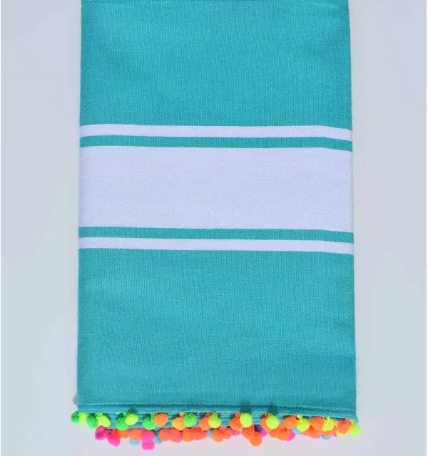 Fouta plate mers du sud avec pompons Fouta Tunisia - 1