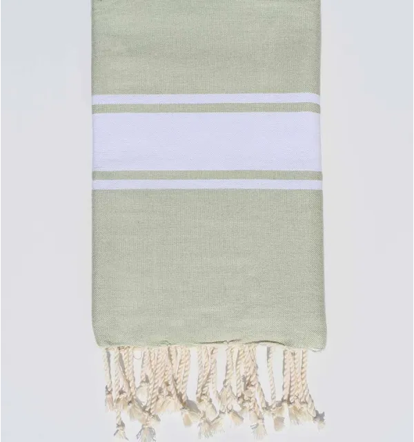 Fouta plate vert clair pâle - 1