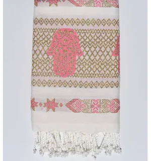 Fouta khomsa rose Fouta Tunisia - 1