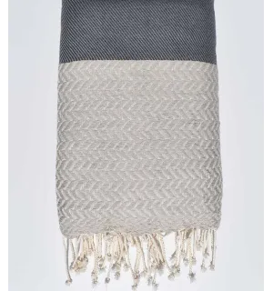 Jeté de canapé gris et écru Fouta Tunisia - 1
