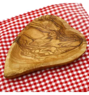 Assiette ravier cœur en bois d'olivier  - 1