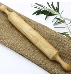 Rouleau à pâtisserie avec poignée en bois d'olivier  - 1