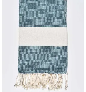 Fouta chevron Diamant bleu canard Fouta Tunisia - 1