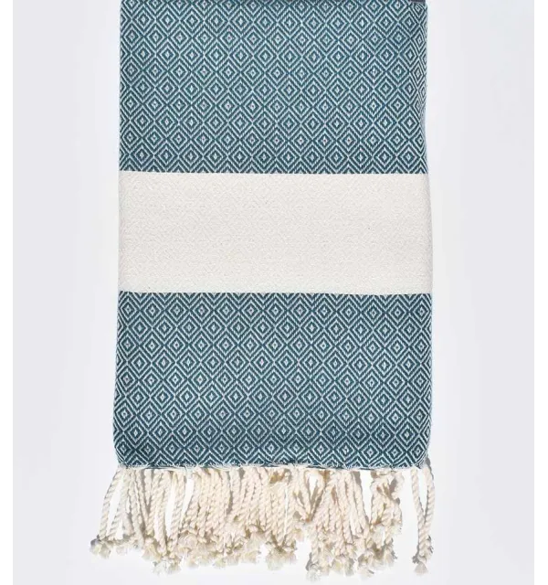 Fouta chevron Diamant bleu canard Fouta Tunisia - 1