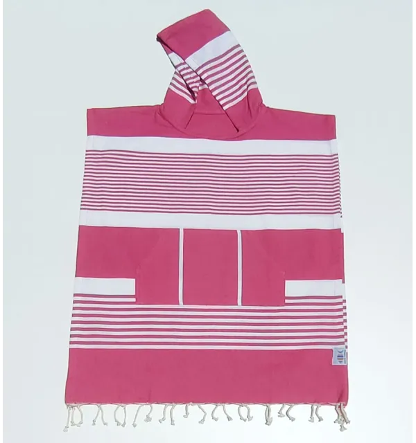 Poncho de plage enfant rose fushia Fouta Tunisia - 1