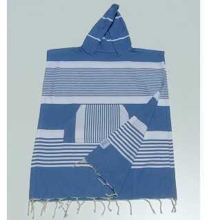 Poncho de plage enfant bleu pastel Fouta Tunisia - 1 2