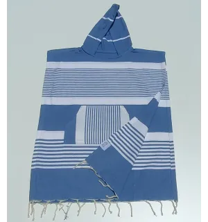 Poncho de plage enfant bleu pastel Fouta Tunisia - 1 2