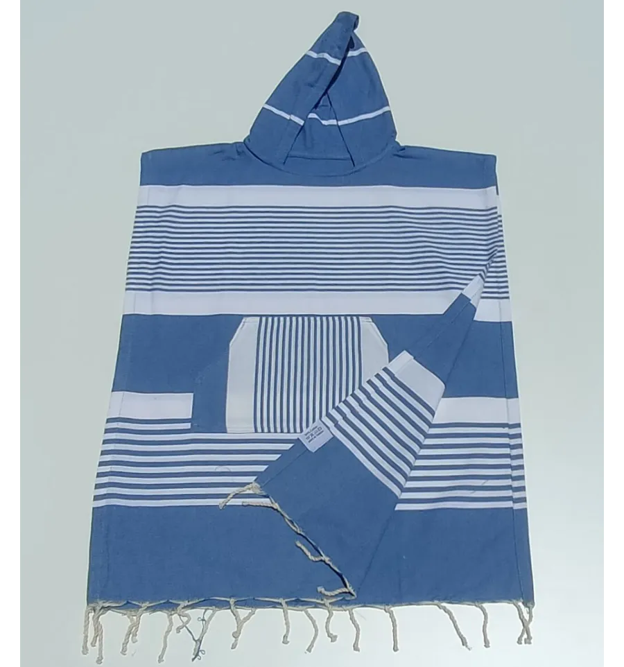 Poncho de plage enfant bleu pastel Fouta Tunisia - 2