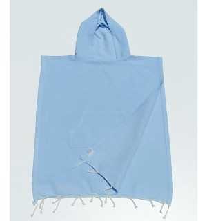 Poncho de plage enfant bleu ciel Fouta Tunisia - 1 2