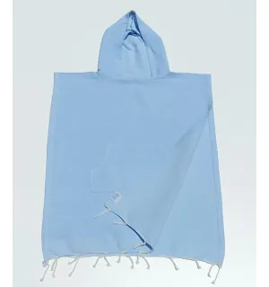 Poncho de plage enfant bleu ciel Fouta Tunisia - 1 2