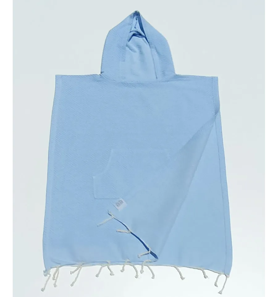 Poncho de plage enfant bleu ciel Fouta Tunisia - 2