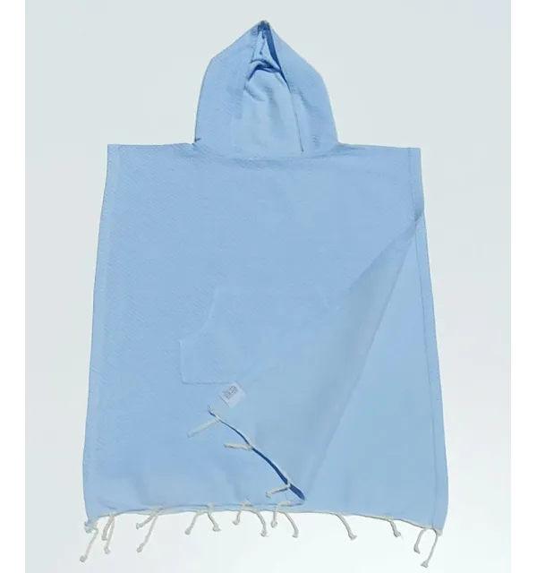 Poncho de plage enfant bleu ciel Fouta Tunisia - 2