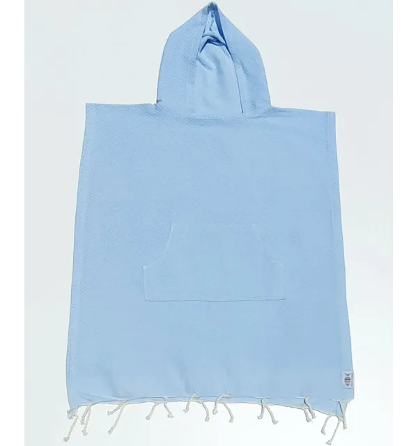 Poncho de plage enfant bleu ciel Fouta Tunisia - 1