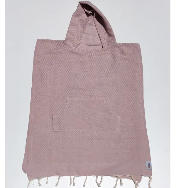 Poncho de plage enfant vieux rose Fouta Tunisia - 1