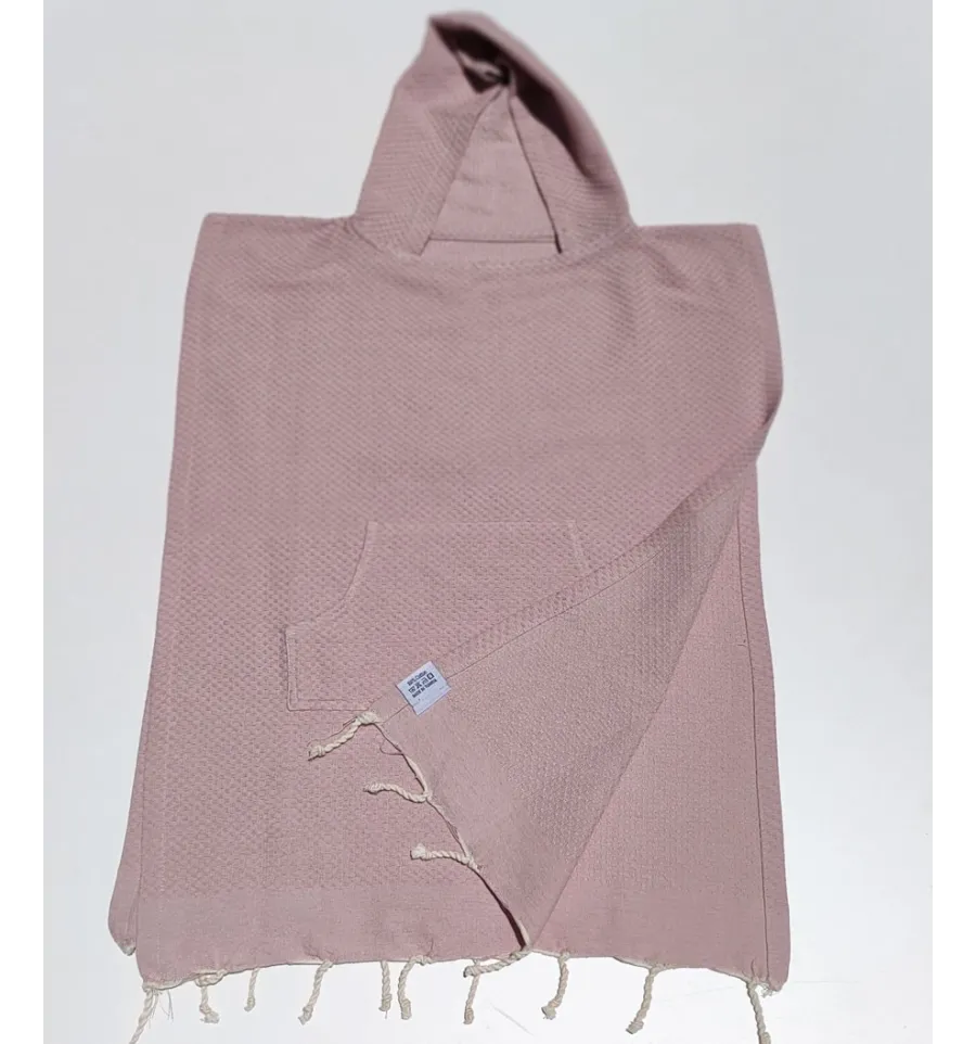 Poncho de plage enfant vieux rose Fouta Tunisia - 2