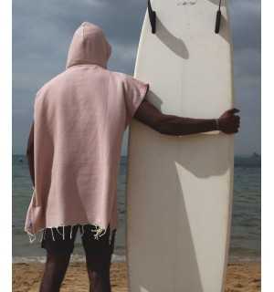Poncho de plage vieux rose Fouta Tunisia - 1 2