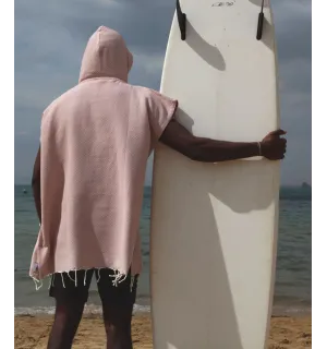 Poncho de plage vieux rose Fouta Tunisia - 1 2