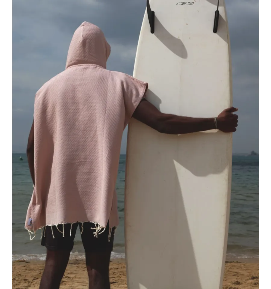 Poncho de plage vieux rose Fouta Tunisia - 2