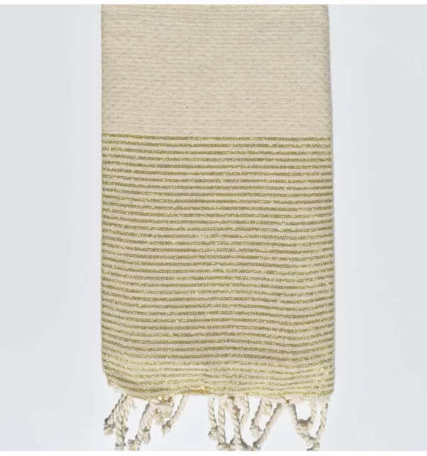 Fouta nid d'abeille écru avec lurex doré - 2