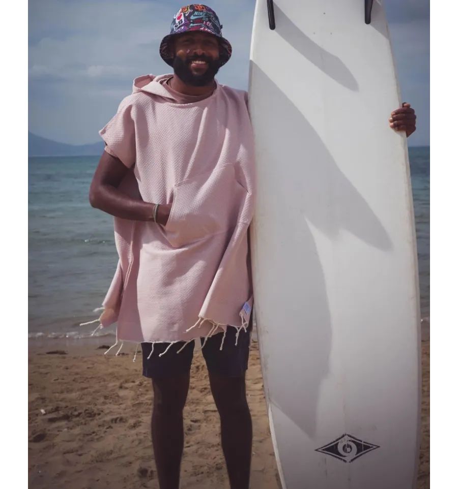 Poncho de plage vieux rose Fouta Tunisia - 3