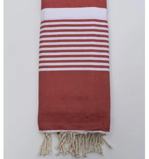 Jeté rouge ponceau avec rayures Fouta Tunisia - 2