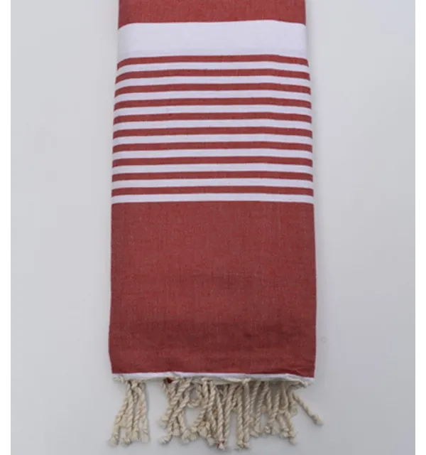 Jeté rouge ponceau avec rayures Fouta Tunisia - 2