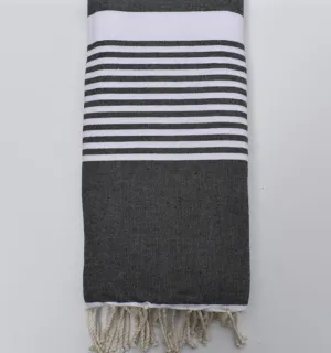 Jeté gris anthracite avec rayures Fouta Tunisia - 2 2