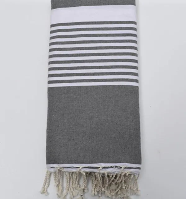 Jeté gris avec rayures 1.5*2.5m Fouta Tunisia - 3