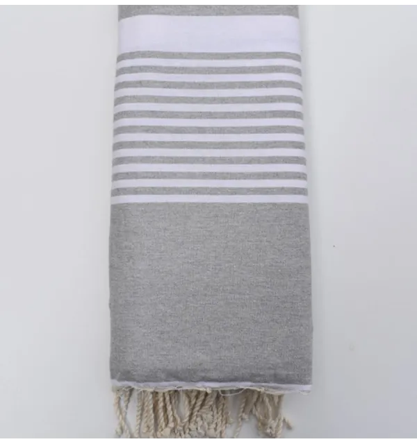 Jeté gris clair 1.5m*2.5m Fouta Tunisia - 2