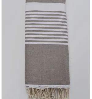 Jeté de canapé 1.50x2.50m taupe Fouta Tunisia - 1