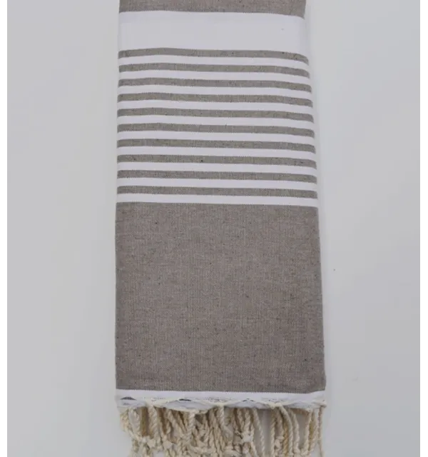 Jeté de canapé 1.50x2.50m taupe Fouta Tunisia - 1