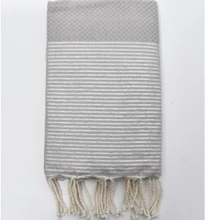 Fouta nid d'abeille mastic avec lurex Fouta Tunisia - 1
