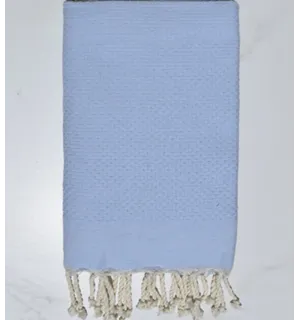 FOUTA Nid d'abeille unie bleu ciel Fouta Tunisia - 1