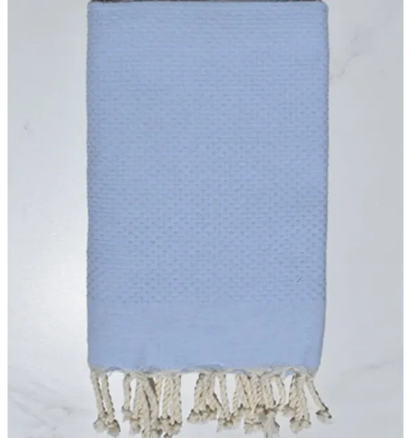 FOUTA Nid d'abeille unie bleu ciel Fouta Tunisia - 1