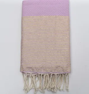 Fouta nid d'abeille rose angora avec lurex Fouta Tunisia - 1