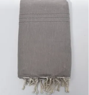 Jeté de canapé taupe clair 1.50m*2.50m Fouta Tunisia - 1