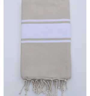 Serviette de plage plate beige clair Fouta Tunisia - 1