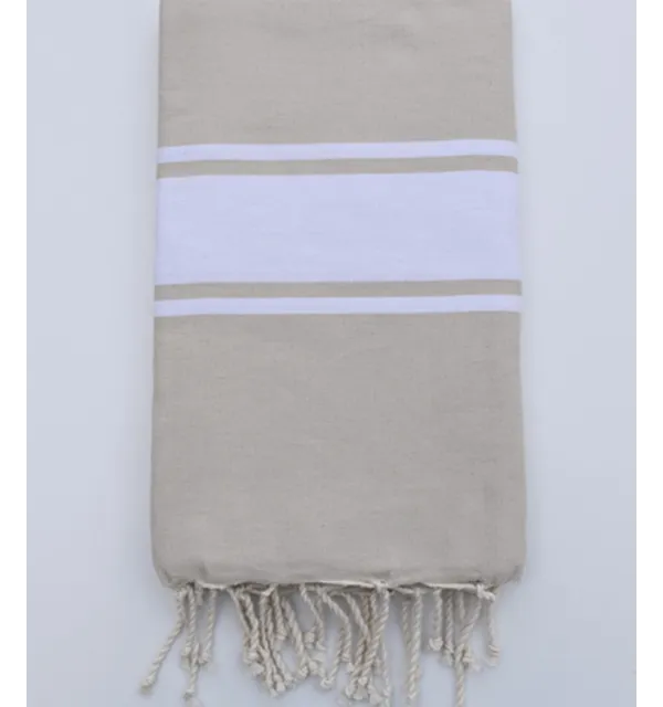 Serviette de plage plate beige clair Fouta Tunisia - 1