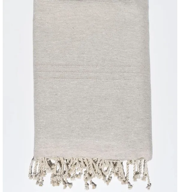 Jeté beige lin Fouta Tunisia - 1