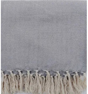 Plaid bleu gris 192 x 250 cm Fouta Tunisia - 1