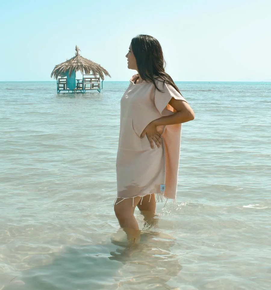 Poncho de plage grège Fouta Tunisia - 3