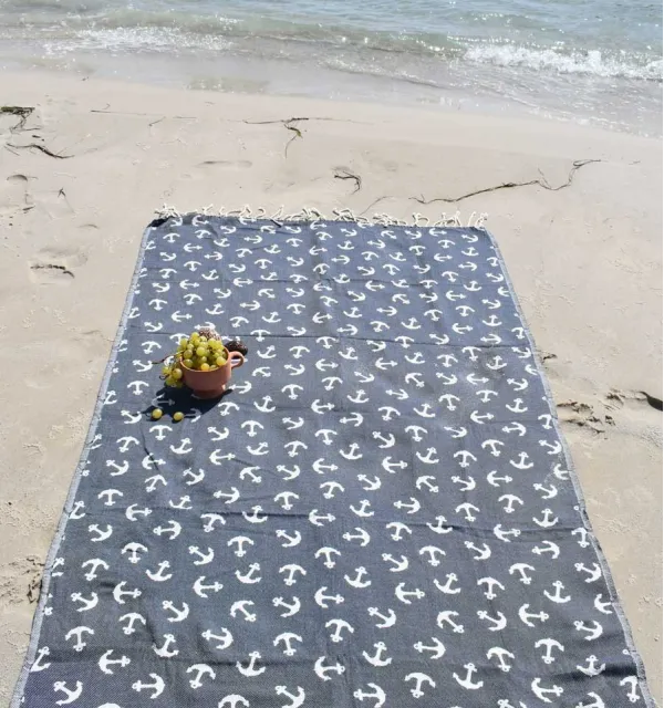 Fouta jacquard Ancre bleu nuit Fouta Tunisia - 1